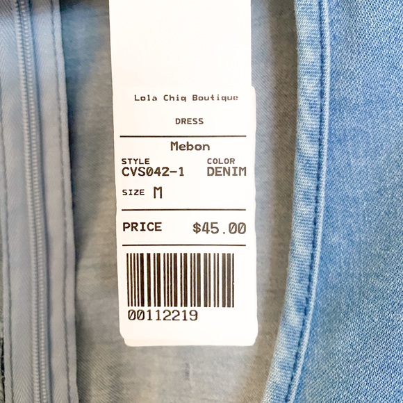 Lola Chic Boutique Women’s “Meborn” Denim Dress! NWT! - Picture 3 of 5